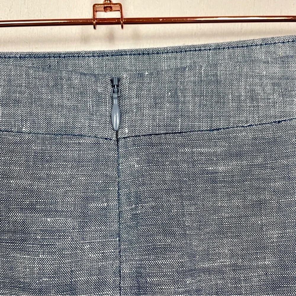 Banana Republic NWT Midi Skirt Linen Blend Blue Coastal Office Professional SZ14 - Picture 8 of 13